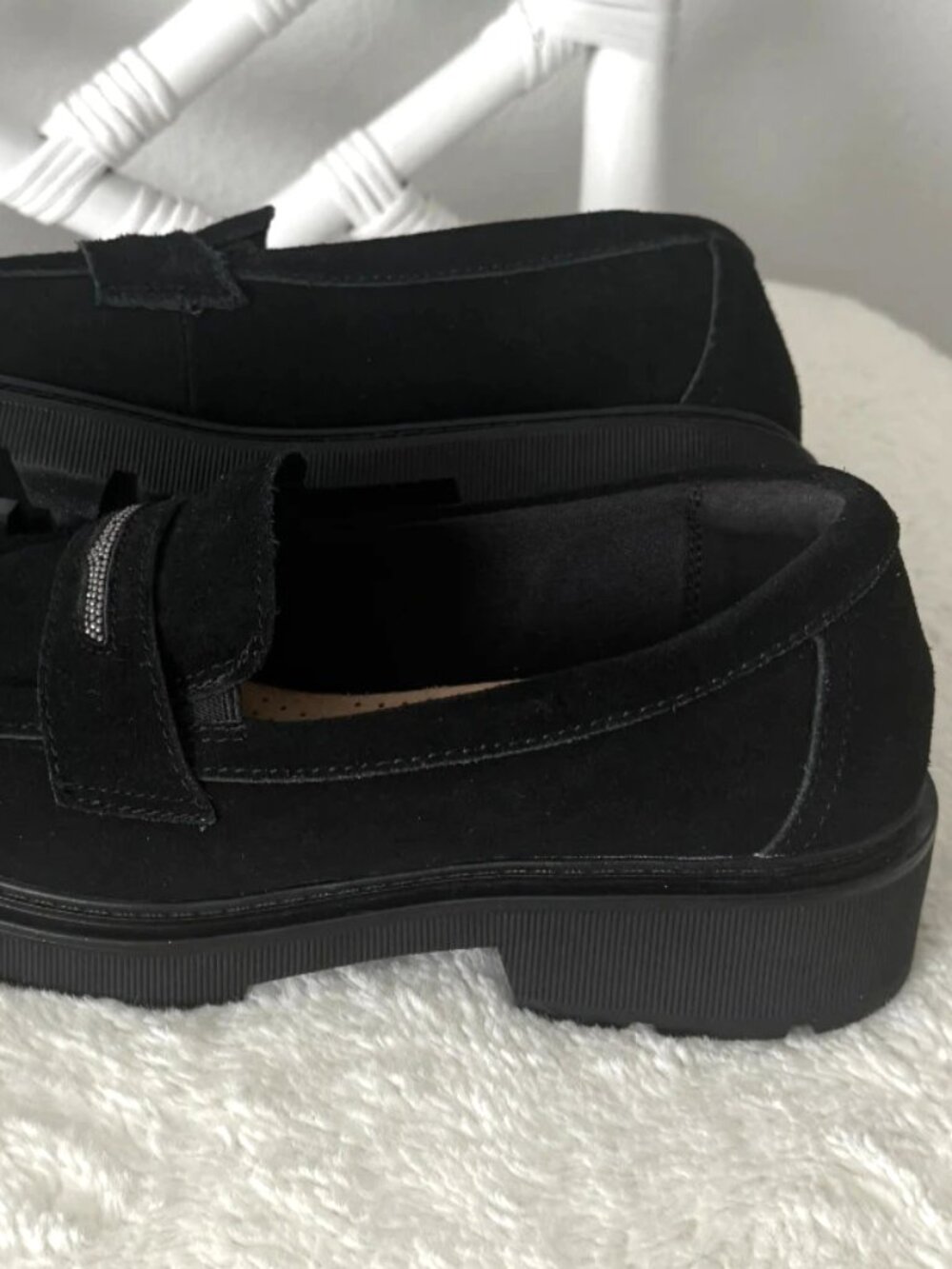 NWOB Clarks Lauryl Step Black Suede Penny Loafers Shoes Size 7 M - Picture 6 of 12